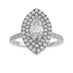 Load image into Gallery viewer, 30-Pointer Marquise Cut Solitaire Double Halo Diamond Shank Platinum Ring JL PT 1298   Jewelove.US
