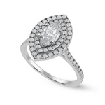 Load image into Gallery viewer, 30-Pointer Marquise Cut Solitaire Double Halo Diamond Shank Platinum Ring JL PT 1298   Jewelove.US
