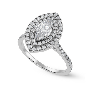 50-Pointer Marquise Cut Solitaire Double Halo Diamond Shank Platinum Ring JL PT 1298-A   Jewelove.US