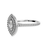 Load image into Gallery viewer, 50-Pointer Marquise Cut Solitaire Double Halo Diamond Shank Platinum Ring JL PT 1298-A   Jewelove.US
