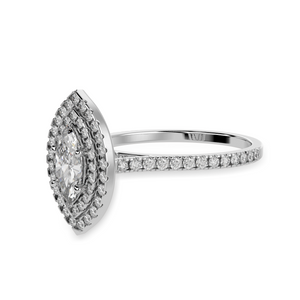 30-Pointer Marquise Cut Solitaire Double Halo Diamond Shank Platinum Ring JL PT 1298   Jewelove.US