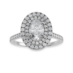 Load image into Gallery viewer, 30-Pointer Oval Cut Solitaire Double Halo Diamond Shank Platinum Ring JL PT 1299   Jewelove.US
