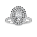 Load image into Gallery viewer, 50-Pointer Oval Cut Solitaire Double Halo Diamond Shank Platinum Ring JL PT 1299-A   Jewelove.US
