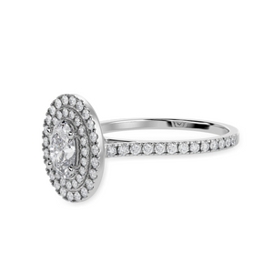30-Pointer Oval Cut Solitaire Double Halo Diamond Shank Platinum Ring JL PT 1299   Jewelove.US