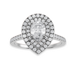 Load image into Gallery viewer, 30-Pointer Pear Cut Solitaire Double Halo Diamond Shank Platinum Ring JL PT 1300   Jewelove.US
