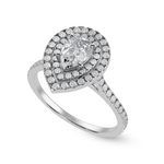 Load image into Gallery viewer, 30-Pointer Pear Cut Solitaire Double Halo Diamond Shank Platinum Ring JL PT 1300   Jewelove.US
