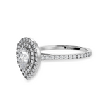 Load image into Gallery viewer, 30-Pointer Pear Cut Solitaire Double Halo Diamond Shank Platinum Ring JL PT 1300   Jewelove.US
