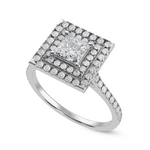 Load image into Gallery viewer, 50-Pointer Princess Cut Solitaire Double Halo Diamond Shank Platinum Ring JL PT 1301-A   Jewelove.US
