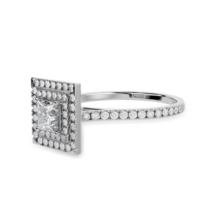 1-Carat Princess Cut Solitaire Double Halo Diamond Shank Platinum Ring JL PT 1301-C   Jewelove.US