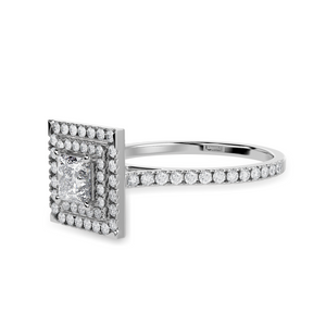 70-Pointer Princess Cut Solitaire Double Halo Diamond Shank Platinum Ring JL PT 1301-B   Jewelove.US