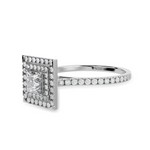 Load image into Gallery viewer, 50-Pointer Princess Cut Solitaire Double Halo Diamond Shank Platinum Ring JL PT 1301-A   Jewelove.US
