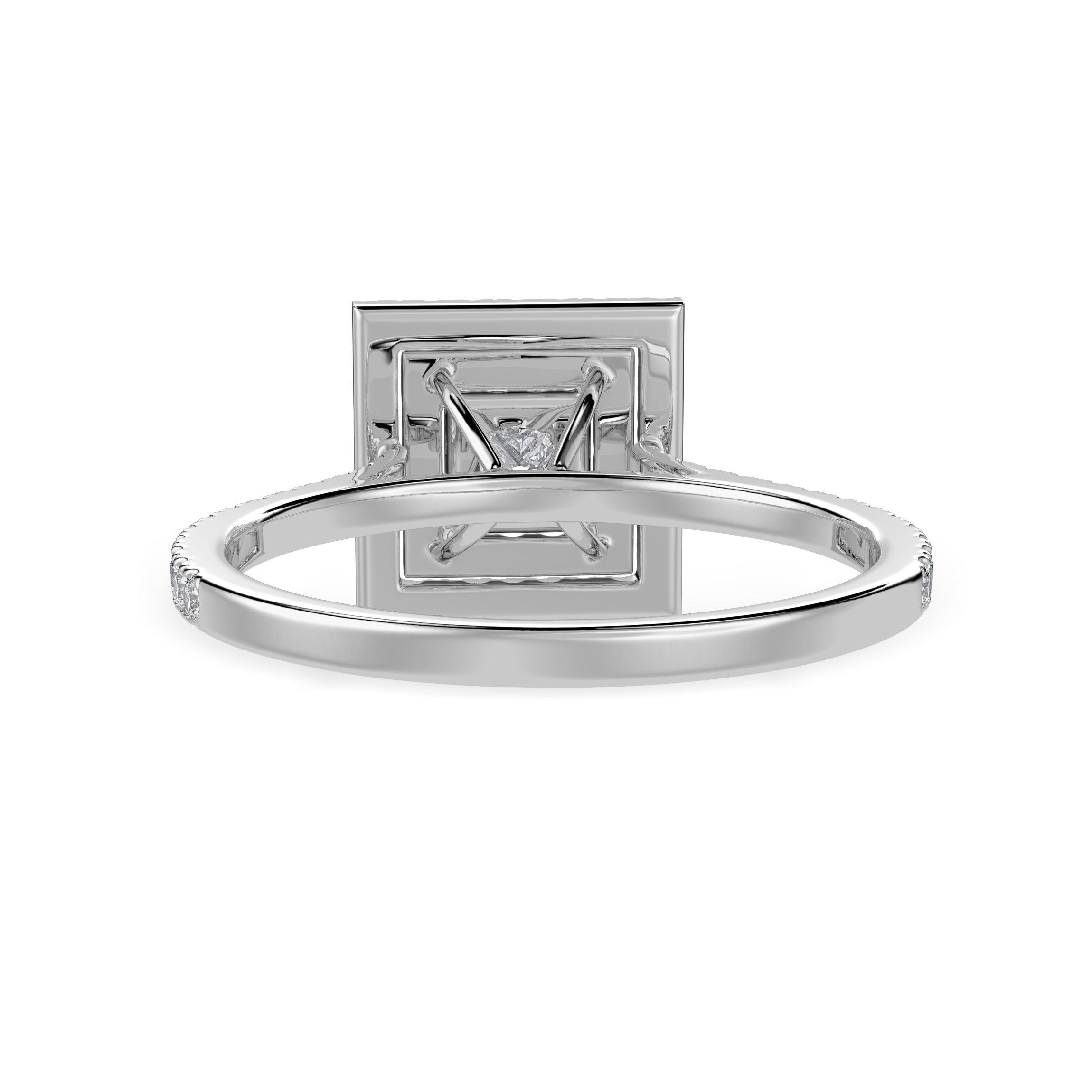 30-Pointer Princess Cut Solitaire Double Halo Diamond Shank Platinum Ring JL PT 1301   Jewelove.US