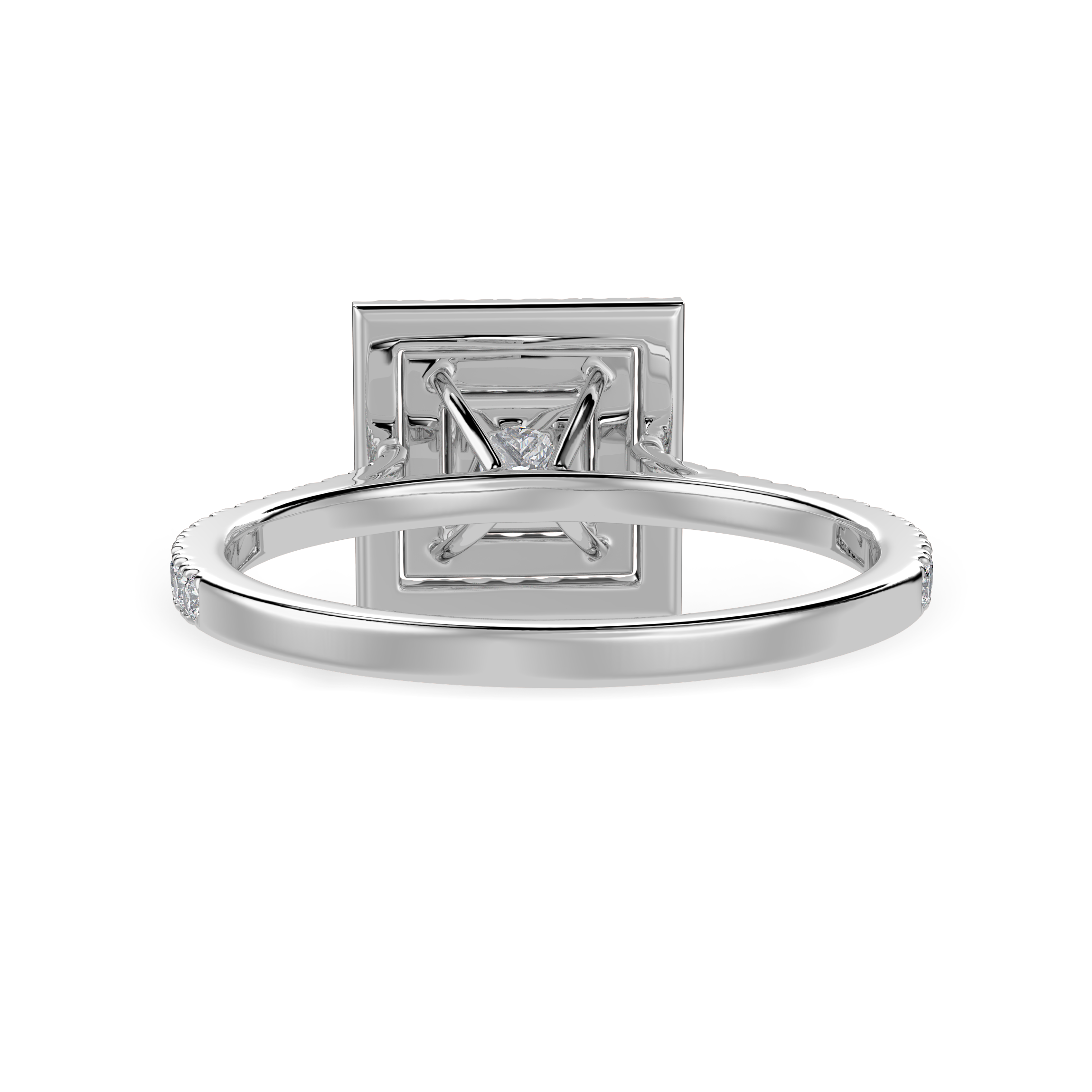 50-Pointer Princess Cut Solitaire Double Halo Diamond Shank Platinum Ring JL PT 1301-A   Jewelove.US