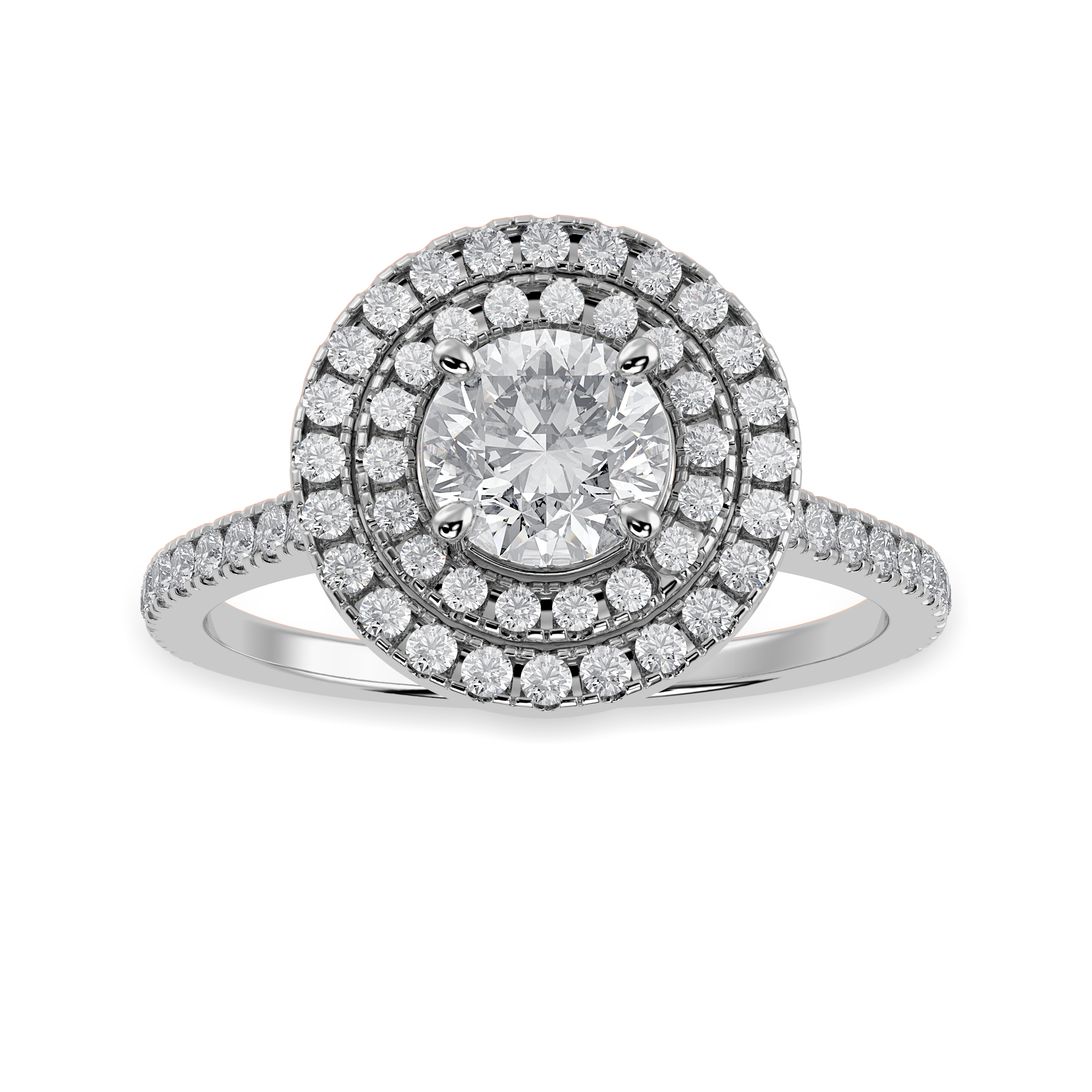 1-Carat Double Halo Solitaire Diamond Shank Platinum Ring JL PT 1302-C   Jewelove.US