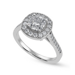 Load image into Gallery viewer, 50-Pointer Cushion Cut Solitaire Halo Diamond Shank Platinum Engagement Ring JL PT 1303-A   Jewelove.US
