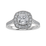 Load image into Gallery viewer, 50-Pointer Cushion Cut Solitaire Halo Diamond Shank Platinum Engagement Ring JL PT 1303-A   Jewelove.US
