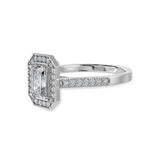 Load image into Gallery viewer, 70-Pointer Emerald Cut Solitaire Halo Diamond Shank Platinum Ring JL PT 1304-B   Jewelove.US
