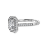 Load image into Gallery viewer, 50-Pointer Emerald Cut Solitaire Halo Diamond Shank Platinum Ring JL PT 1304-A   Jewelove.US
