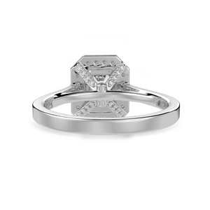 50-Pointer Emerald Cut Solitaire Halo Diamond Shank Platinum Ring JL PT 1304-A   Jewelove.US