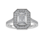 Load image into Gallery viewer, 70-Pointer Emerald Cut Solitaire Halo Diamond Shank Platinum Ring JL PT 1304-B   Jewelove.US
