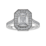 Load image into Gallery viewer, 50-Pointer Emerald Cut Solitaire Halo Diamond Shank Platinum Ring JL PT 1304-A   Jewelove.US
