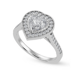 Load image into Gallery viewer, 50-Pointer Heart Cut Solitaire Halo Diamond Shank Platinum Ring JL PT 1305-A   Jewelove.US
