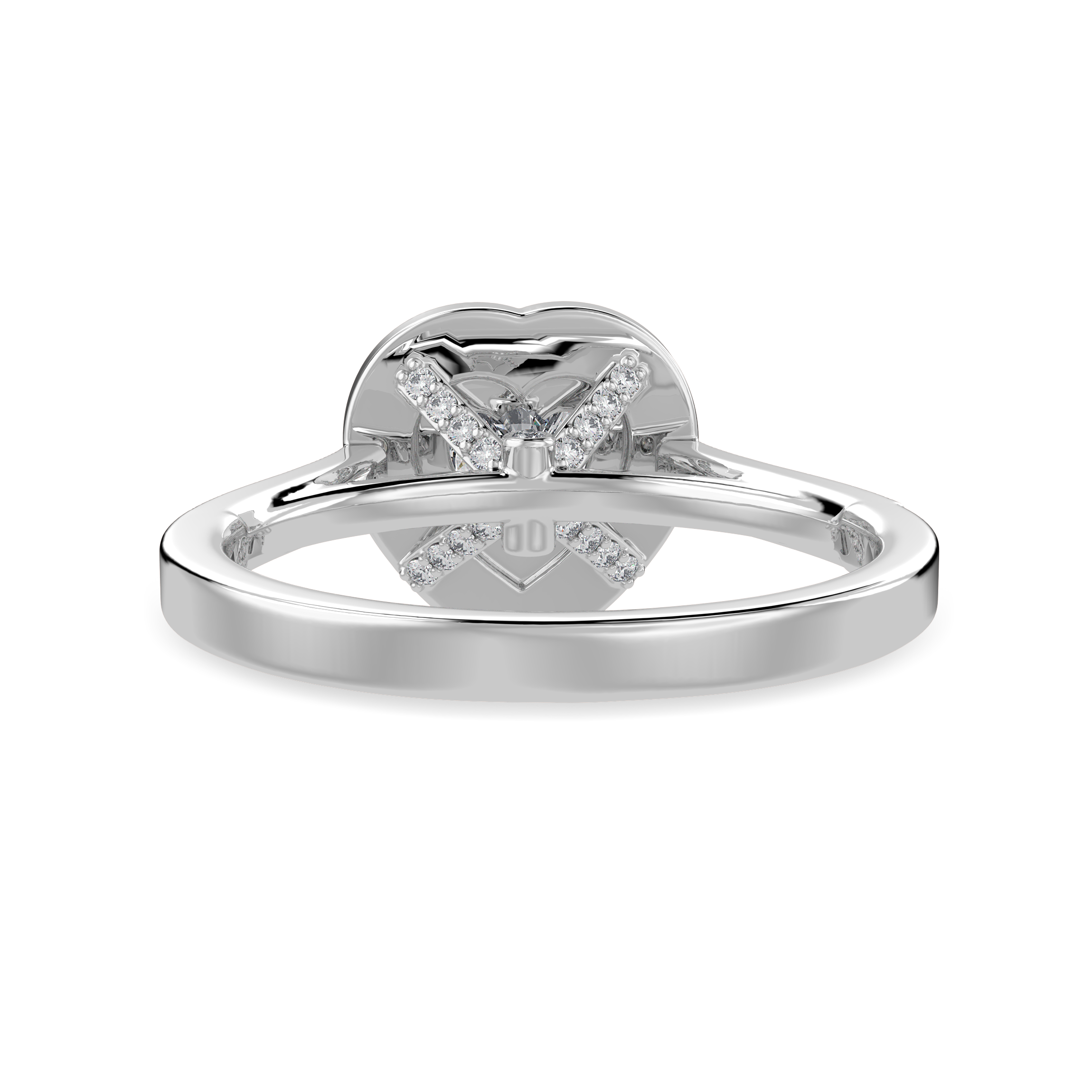 50-Pointer Heart Cut Solitaire Halo Diamond Shank Platinum Ring JL PT 1305-A   Jewelove.US