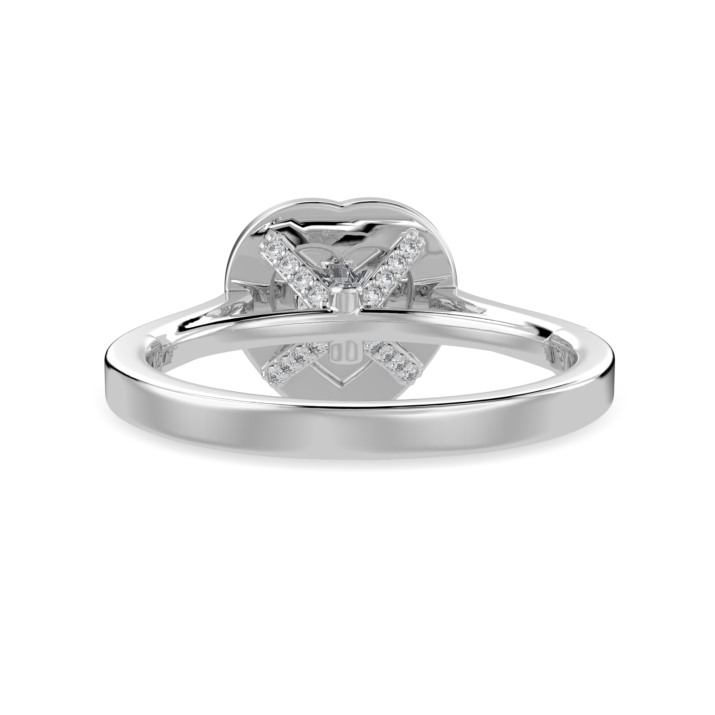 70-Pointer Heart Cut Solitaire Halo Diamond Shank Platinum Ring JL PT 1305-B   Jewelove.US