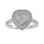 Load image into Gallery viewer, 50-Pointer Heart Cut Solitaire Halo Diamond Shank Platinum Ring JL PT 1305-A   Jewelove.US
