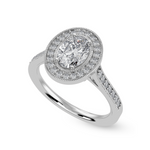 Load image into Gallery viewer, 70-Pointer Oval Cut Solitaire Halo Diamond Shank Platinum Ring JL PT 1325-B   Jewelove.US
