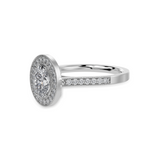 Load image into Gallery viewer, 30-Pointer Oval Cut Solitaire Halo Diamond Shank Platinum Ring JL PT 1325   Jewelove.US
