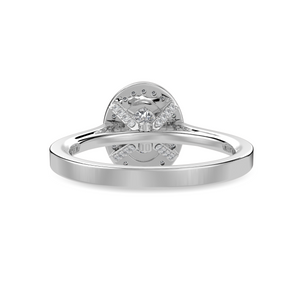 30-Pointer Oval Cut Solitaire Halo Diamond Shank Platinum Ring JL PT 1325   Jewelove.US