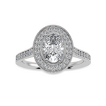 Load image into Gallery viewer, 70-Pointer Oval Cut Solitaire Halo Diamond Shank Platinum Ring JL PT 1325-B   Jewelove.US
