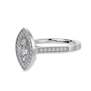 50-Pointer Marquise Cut Solitaire Halo Diamond Shank Platinum Ring JL PT 1326-A   Jewelove.US