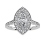 Load image into Gallery viewer, 30-Pointer Marquise Cut Solitaire Halo Diamond Shank Platinum Ring JL PT 1326   Jewelove.US

