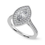 Load image into Gallery viewer, 70-Pointer Marquise Cut Solitaire Halo Diamond Shank Platinum Ring JL PT 1326-B   Jewelove.US
