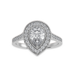 Load image into Gallery viewer, 30-Pointer Pear Cut Solitaire Halo Diamond Shank Platinum Ring JL PT 1327   Jewelove.US
