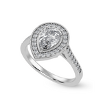 Load image into Gallery viewer, 50-Pointer Pear Cut Solitaire Halo Diamond Shank Platinum Ring JL PT 1327-A   Jewelove.US
