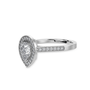 50-Pointer Pear Cut Solitaire Halo Diamond Shank Platinum Ring JL PT 1327-A   Jewelove.US