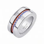 Load image into Gallery viewer, Men of Platinum | Platinum Rose Gold Diamonds with Blue Stone Ring JL PT 1492
