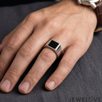 Load image into Gallery viewer, Men of Platinum | 10mm Black Enamel Ring for Men JL PT 1494
