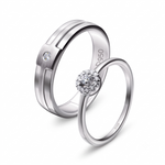 Load image into Gallery viewer, Platinum Engagement Couple Rings with Diamonds JL PT 456
