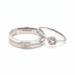 Load image into Gallery viewer, Platinum Engagement Couple Rings with Diamonds JL PT 456
