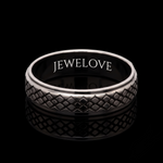 Load image into Gallery viewer, Criss-cross Pattern with Enamel Platinum Unisex Ring JL PT 5945-A
