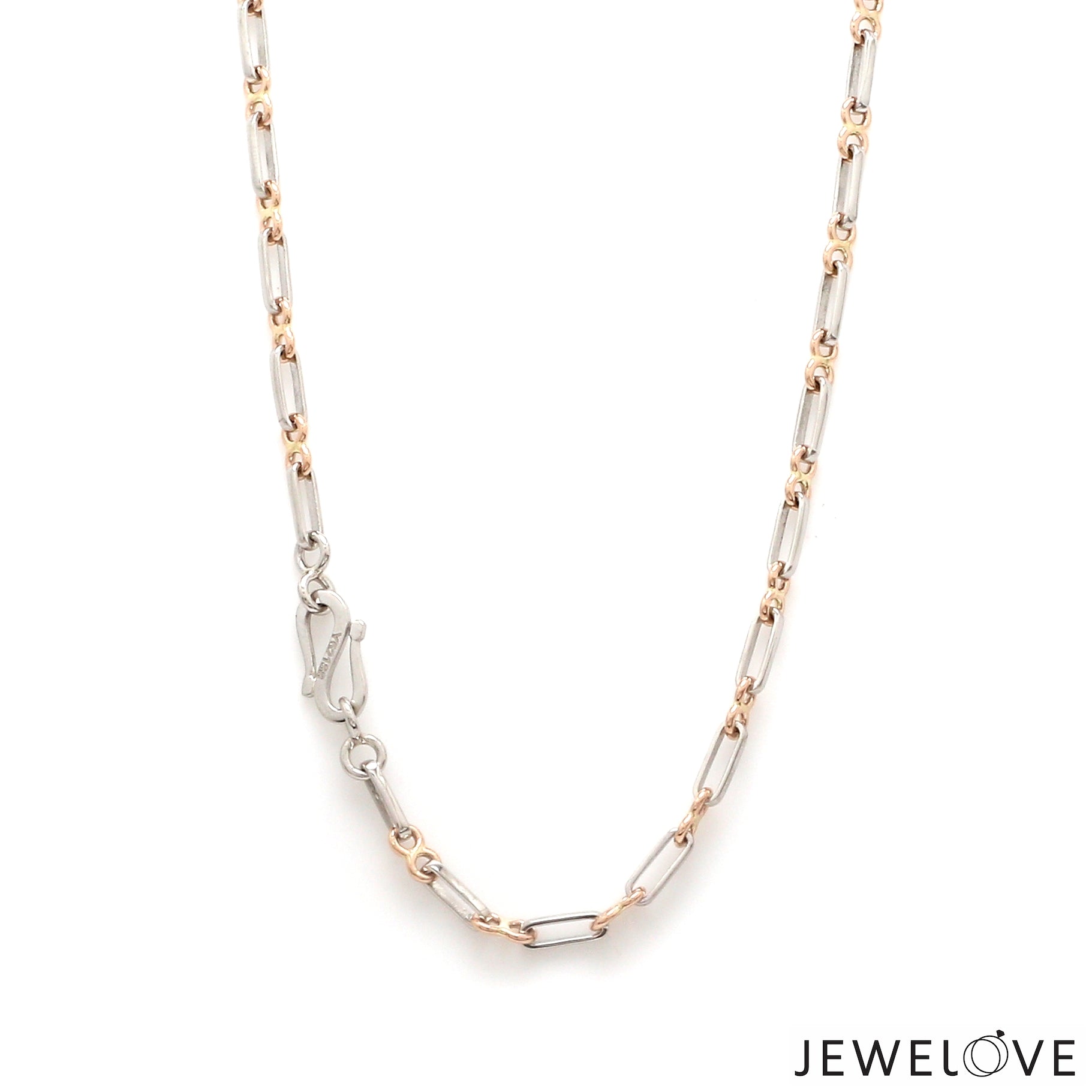 Platinum & Rose Gold Chain with Rectangular & Round Links JL PT 734