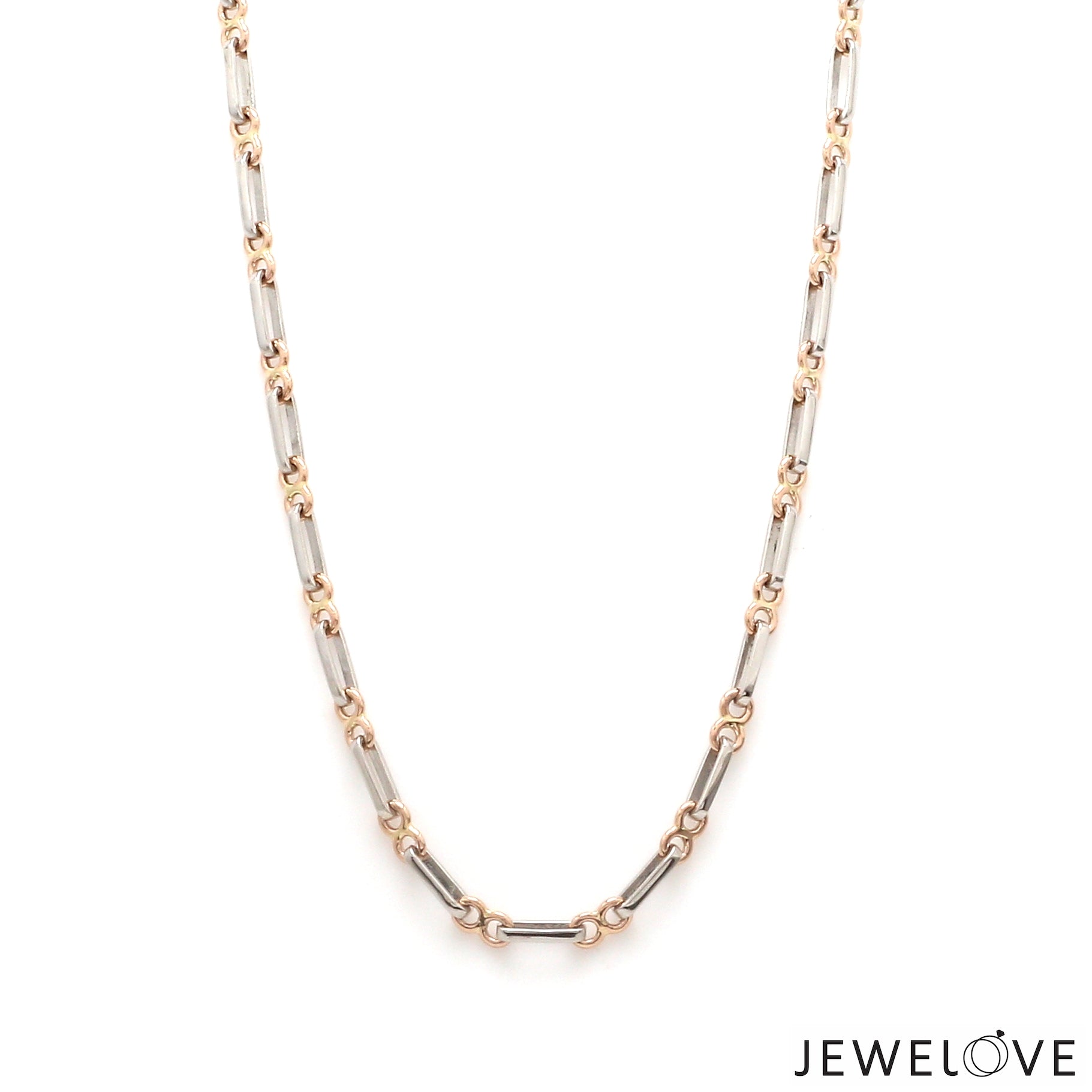 Platinum & Rose Gold Chain with Rectangular & Round Links JL PT 734