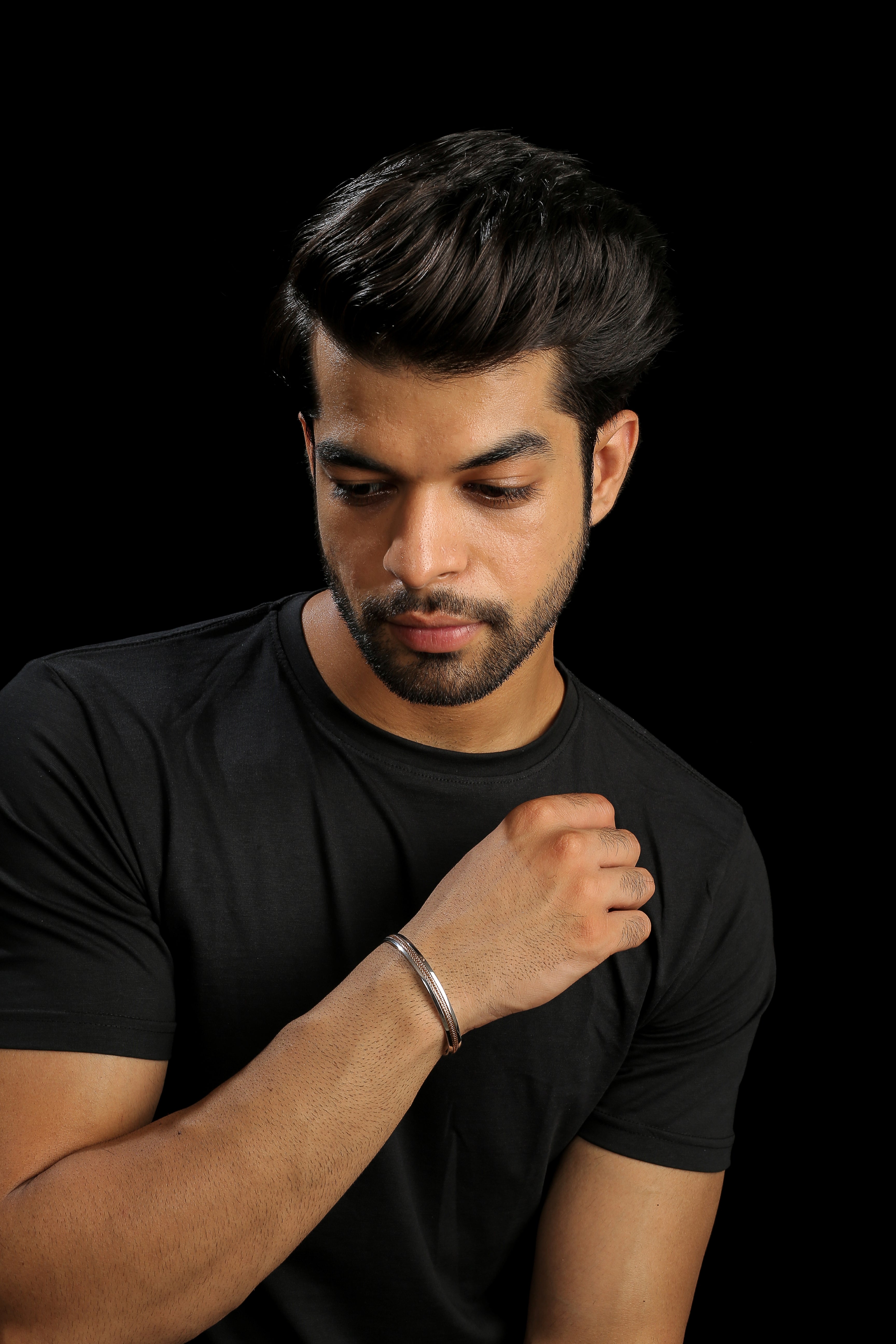 Designer Platinum & Rose Gold Open Kada Cuff Bracelet for Men JL PTB 1081   Jewelove.US