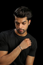 Load image into Gallery viewer, Designer Platinum &amp; Rose Gold Open Kada Cuff Bracelet for Men JL PTB 1081   Jewelove.US
