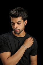Load image into Gallery viewer, Designer Platinum &amp; Rose Gold Open Kada Cuff Bracelet for Men JL PTB 1081   Jewelove.US
