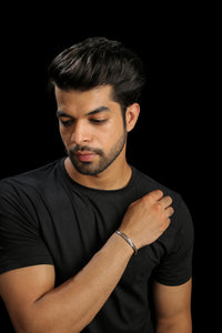 Designer Platinum & Rose Gold Open Kada Cuff Bracelet for Men JL PTB 1081   Jewelove.US